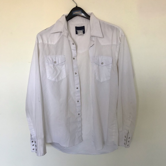 Wrangler Other - Vintage White Wrangler pearl snap button down